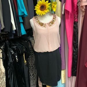 Champagne and black dress